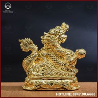 Tượng rồng đồng vàng mạ vàng kích thước 18x13cm nặng 1kg