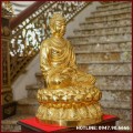 Tượng Phật Thích Ca đồng đỏ dát vàng cao 40cm