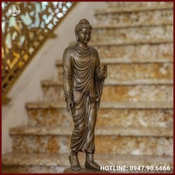 Tượng Thích Ca đồng vàng hun cao 70cm