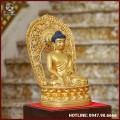 Tượng Phật Thích Ca Nepal đồng đỏ dát vàng cao 40cm