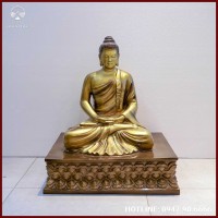 Tượng Phật Thích Ca ngồi đồng đỏ giả cổ cao 70cm