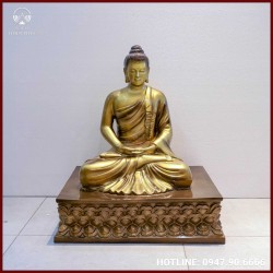 Tượng Phật Thích Ca ngồi đồng đỏ giả cổ cao 70cm