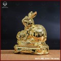 Tượng thỏ đồng vàng mạ vàng kích thước 15x12cm nặng 1,2kg