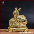 Tượng thỏ đồng vàng mạ vàng kích thước 15x12cm nặng 1,2kg