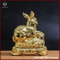 Tượng thỏ đồng vàng mạ vàng kích thước 15x12cm nặng 1,2kg