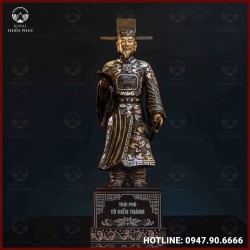 Tượng Tô Hiến Thành đồng đỏ khảm tam khí kích thước 70x23x40cm