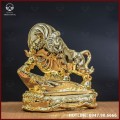 Tượng trâu đồng vàng mạ vàng kích thước 16x13cm nặng 1kg