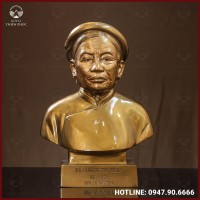  Tượng truyền thần cụ bà đồng đỏ làm màu cao 42cm