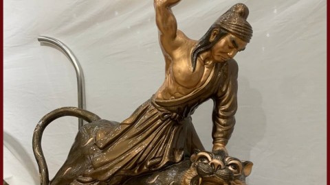 Hoàn thiện tượng Võ Tòng đánh hổ bằng đồng đỏ cao 80cm ngang 89cm