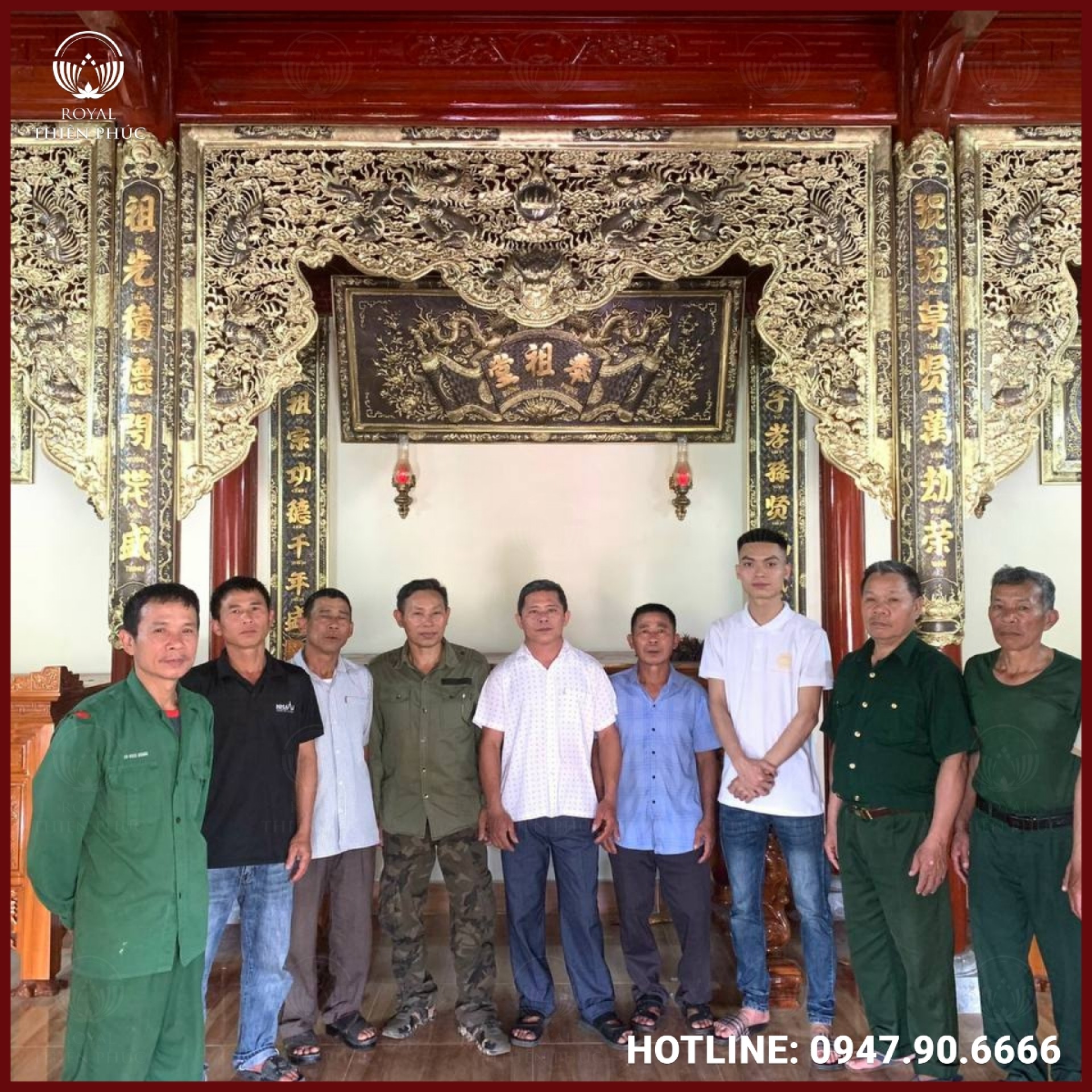 Cửa võng song long chầu nguyệt bằng đồng giả cổ 