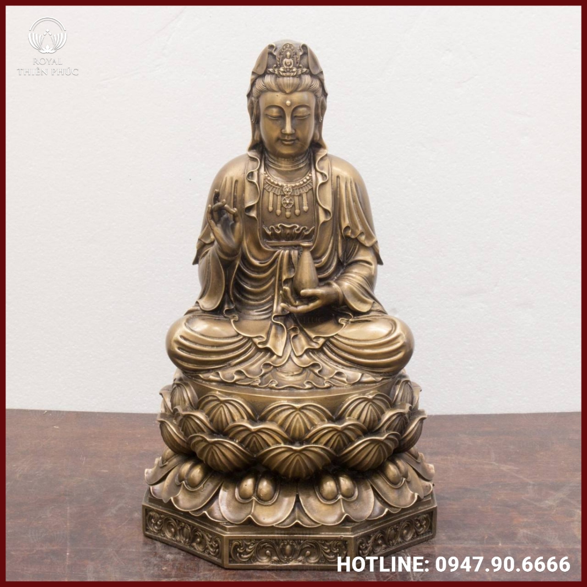 Tượng Phật Bà Quan Âm bằng đồng hun giả cổ tinh xảo