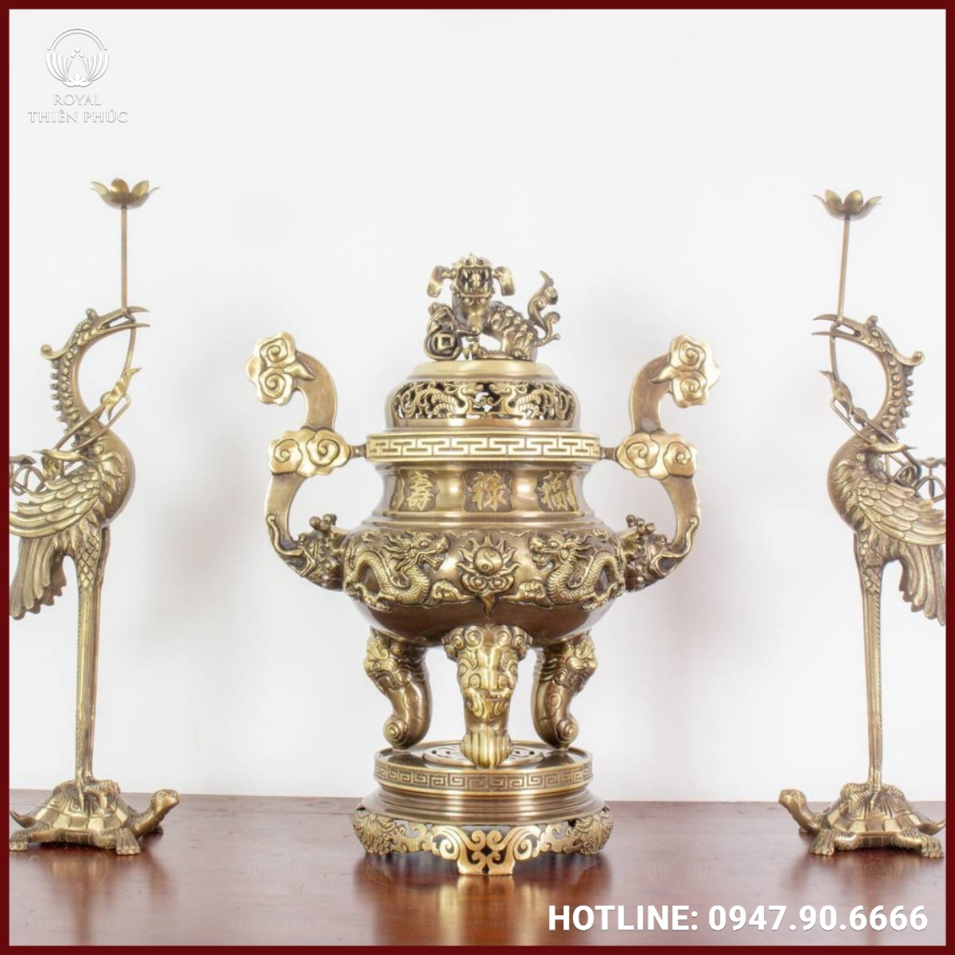 Bộ tam sự chạm song long đồng vàng hai công nghệ 