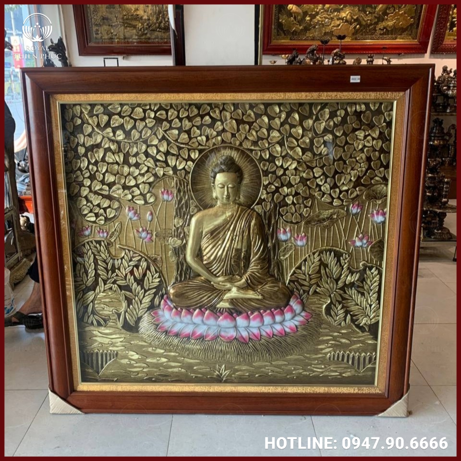 Tranh Phật Thích Ca Mâu Ni bằng đồng làm màu tinh xảo