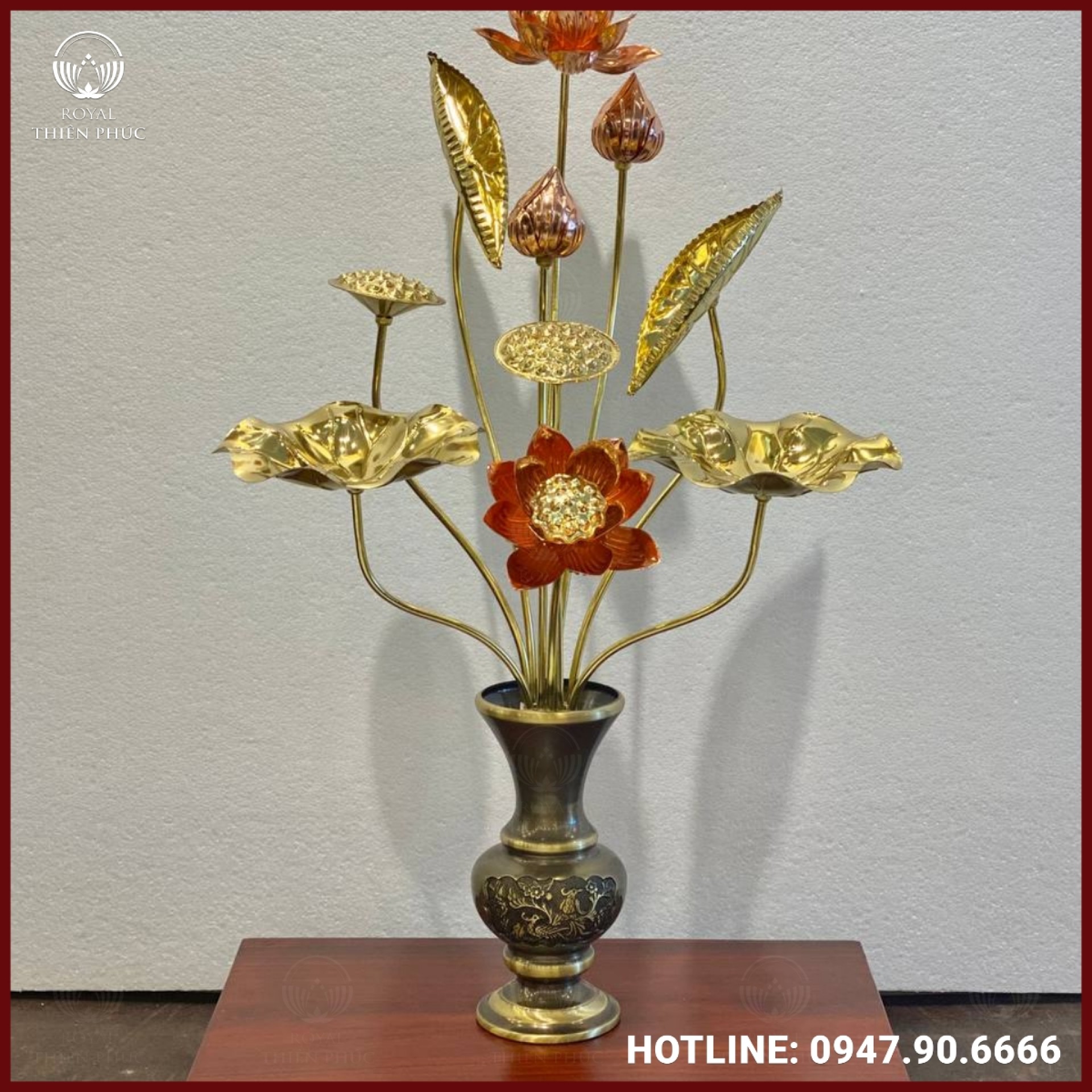 Bó hoa sen đồng thờ cúng làm màu cao cấp