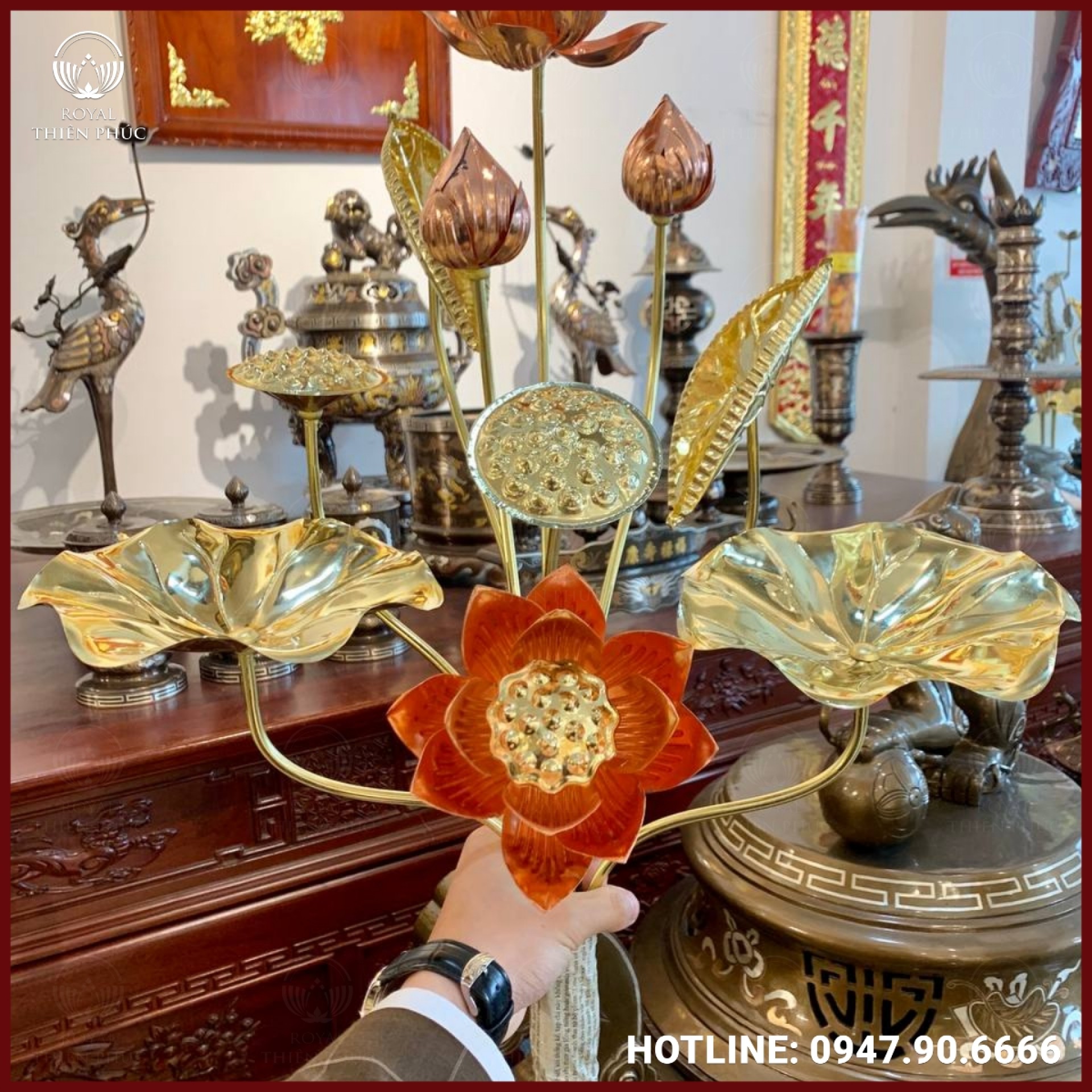 Bó hoa sen đồng thờ cúng làm màu cao cấp