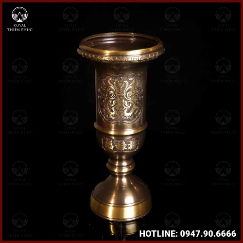 Ống hương đồng vàng hai công nghệ cao 34cm nặng 2,4kg