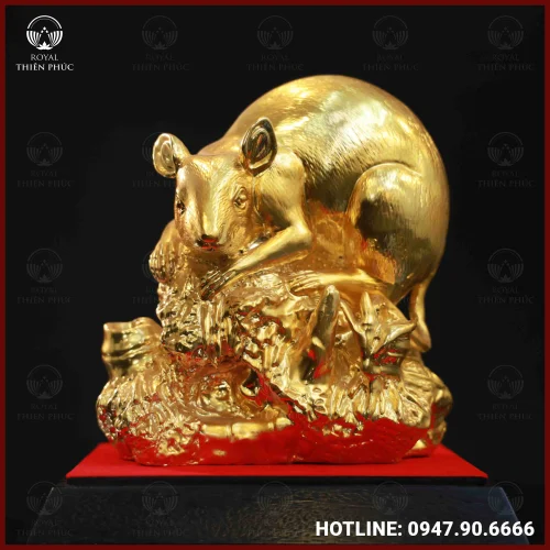 Tượng Chuột gốc tre đồng vàng mạ vàng 22cm x 20cm 3 Tượng Chuột gốc tre đồng vàng mạ vàng 22cm x 20cm