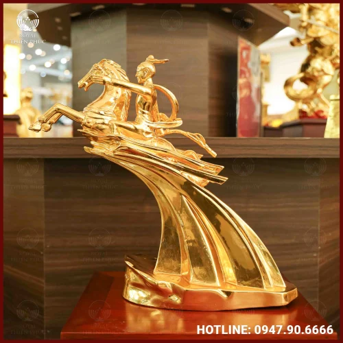 Tượng Thánh Gióng đồng vàng dát vàng cao 33cm
