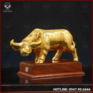 Tượng Trâu Đồng Đỏ Dát Vàng Ngang 38cm, nặng 10,5kg 2 Tượng Trâu Đồng Đỏ Dát Vàng Ngang 38cm, nặng 10,5kg