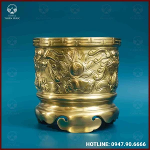 Bát hương rồng bằng đồng catut 18cm 1 Bát hương rồng bằng đồng catut 18cm