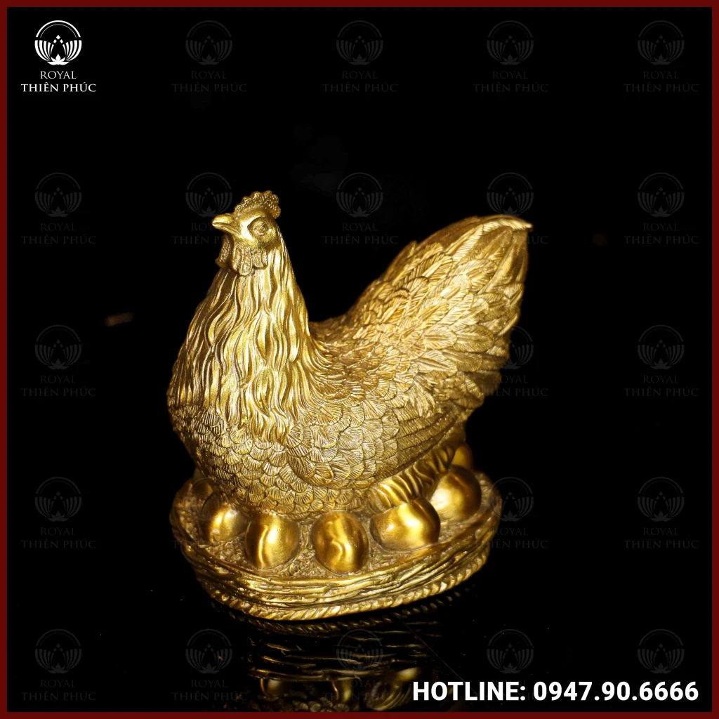 Tượng gà ấp trứng đồng vàng kích thước 17x15cm nặng 1,1kg 4 ANH 2 of 6 8
