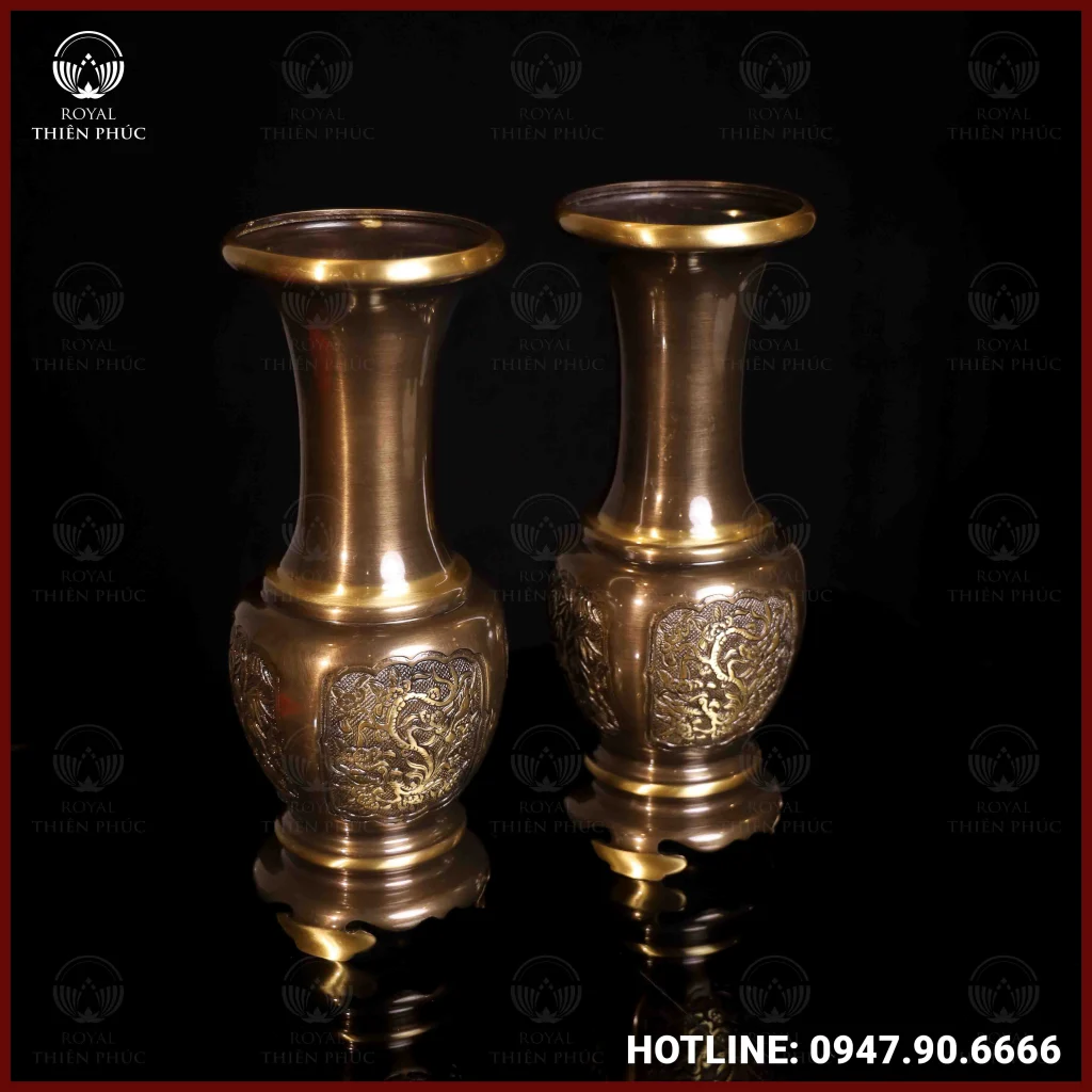 Lọ hoa đồng vàng hai công nghệ cao 35cm nặng 5,6 kg/1 đôi 3 ANH 3 of 4 4
