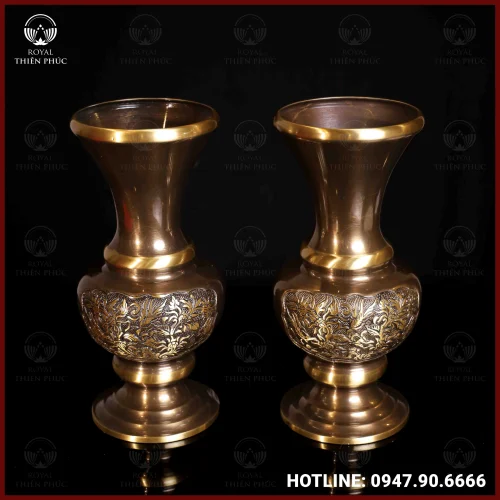 Lọ hoa đồng vàng hai công nghệ cao 30cm nặng 4kg