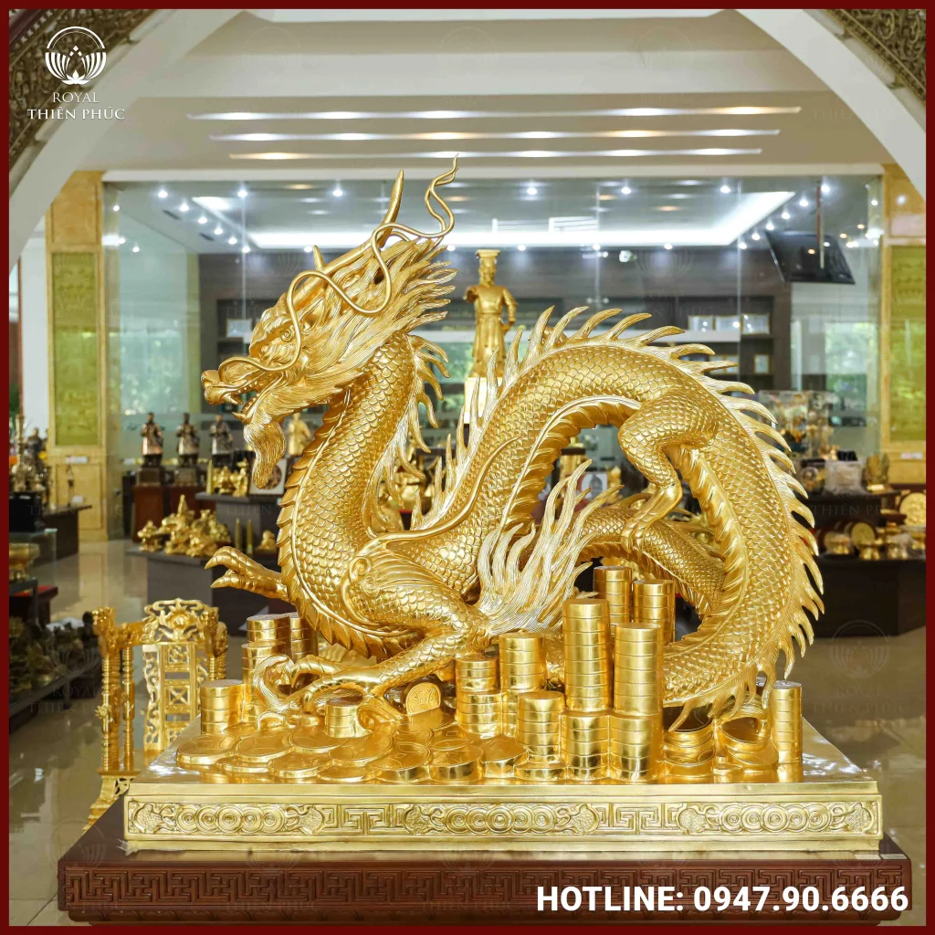 Tượng rồng bằng đồng đỏ dát vàng cao cấp 1 ANH 31 of 159