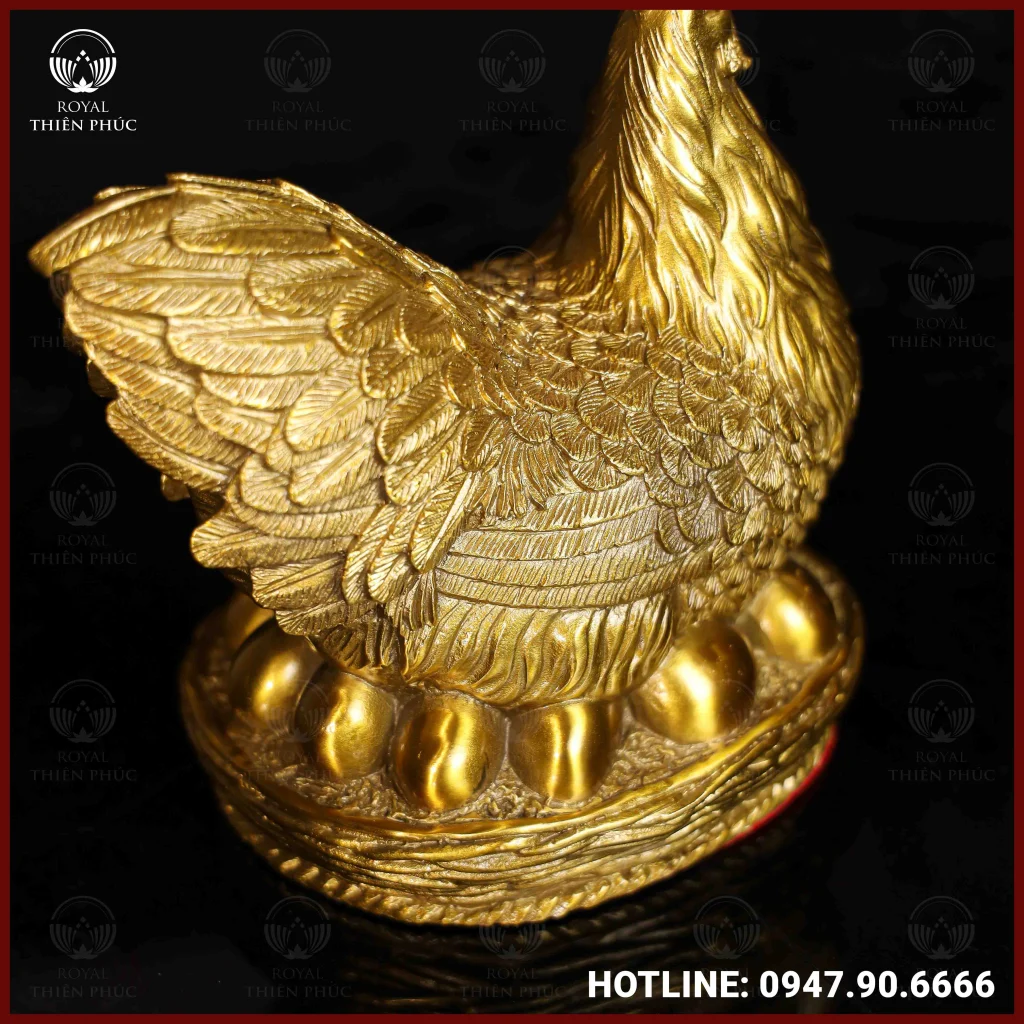 Tượng gà ấp trứng đồng vàng kích thước 17x15cm nặng 1,1kg 3 ANH 4 of 6 8