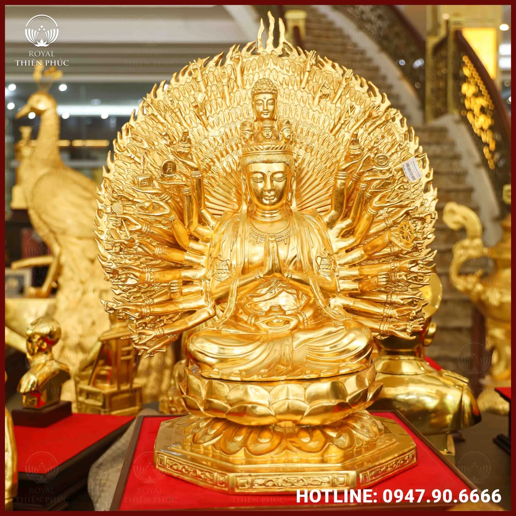 Tượng Thiên Thủ Thiên Nhãn bằng đồng dát vàng đẹp tinh xảo 1 ANH 64 of 159