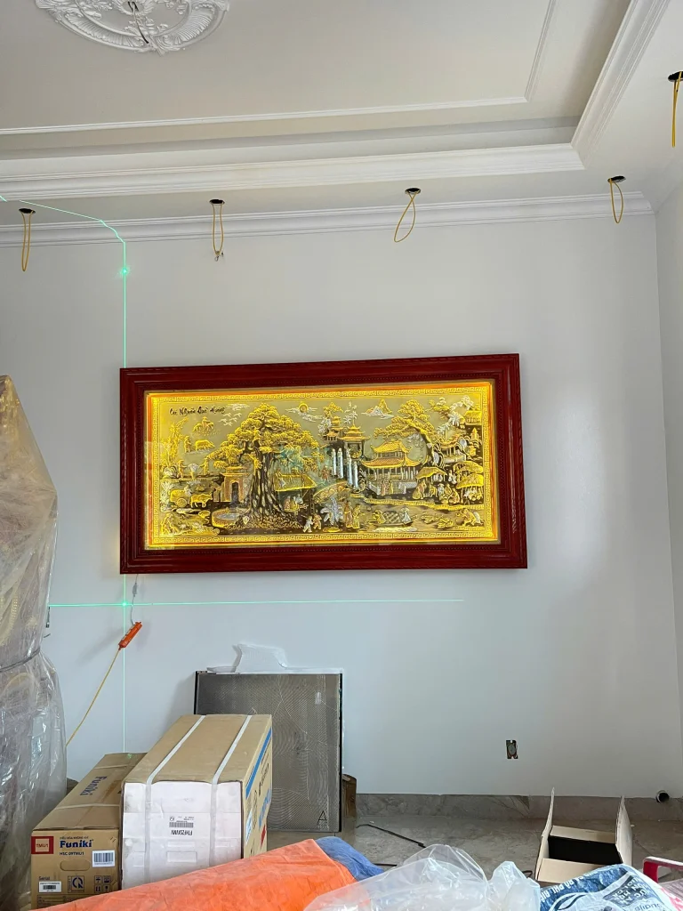 Tranh Cội Nguồn Quê Hương bằng đồng khổ lớn 2,3m x 1,2m lắp đặt tại Hải Hậu – Ninh Bình