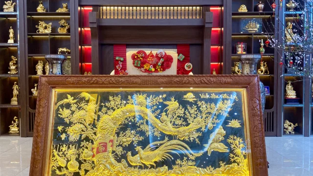 Bàn giao lắp đặt tranh đồng Vinh Hoa Phú Quý 1m2 x 2m3