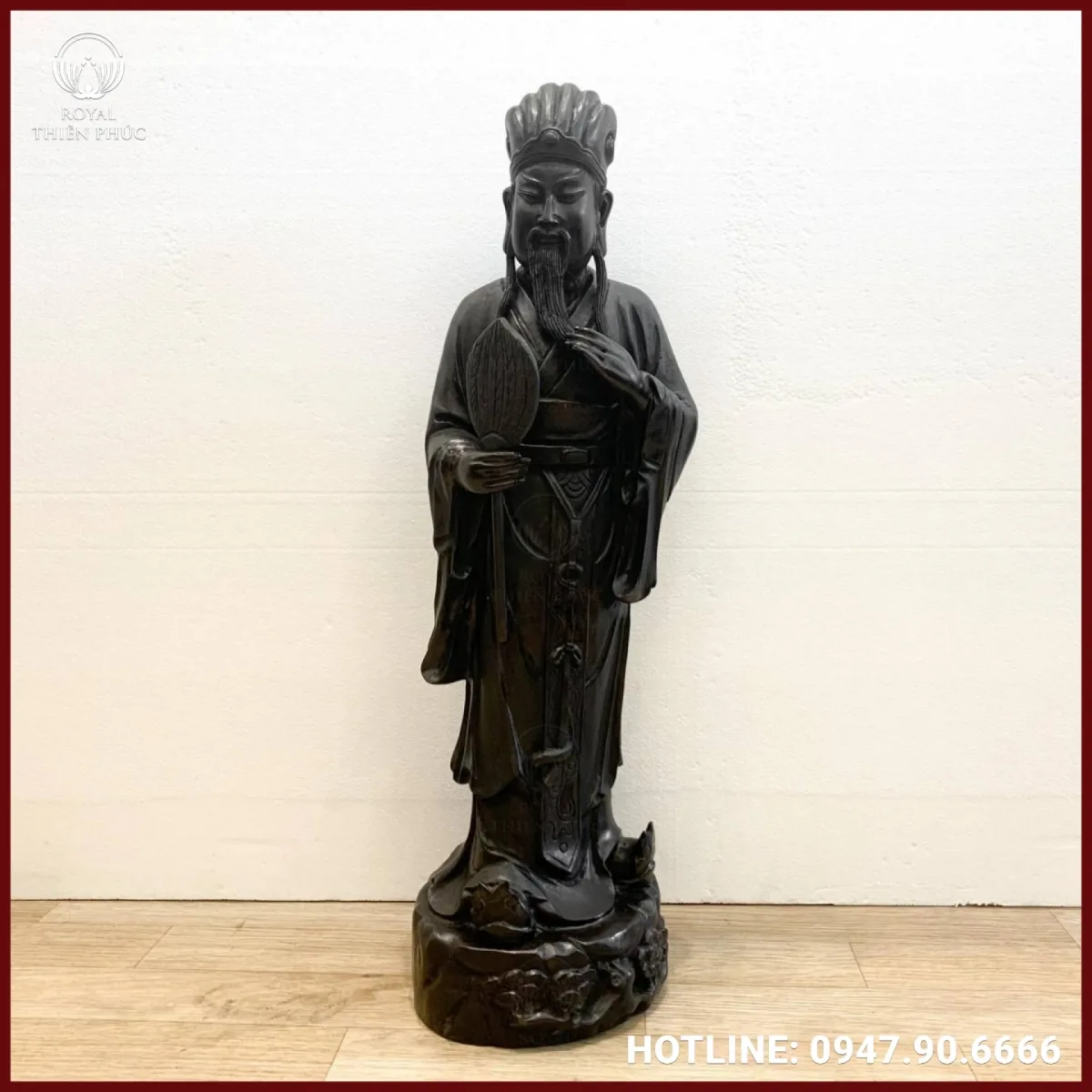 Tượng Khổng Minh bằng đồng hun đen giả cổ cao 80cm 1 Tượng Khổng Minh bằng đồng hun đen giả cổ cao 80cm