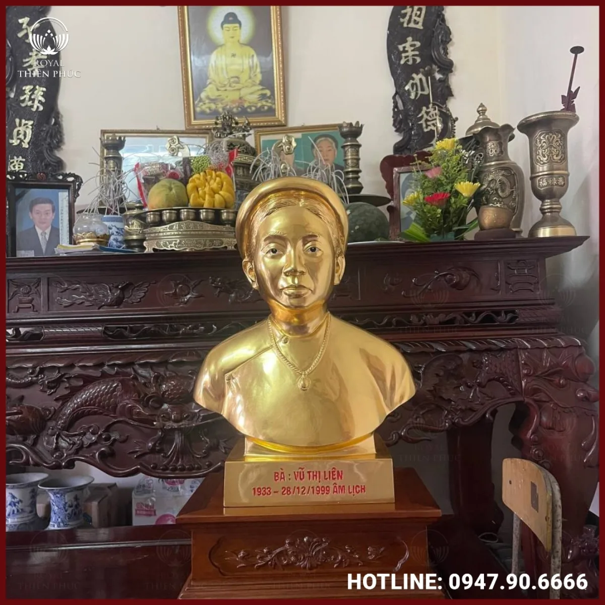Tượng chân dung bán thân cụ bà bằng đồng 2 Tượng chân dung bán thân cụ bà bằng đồng