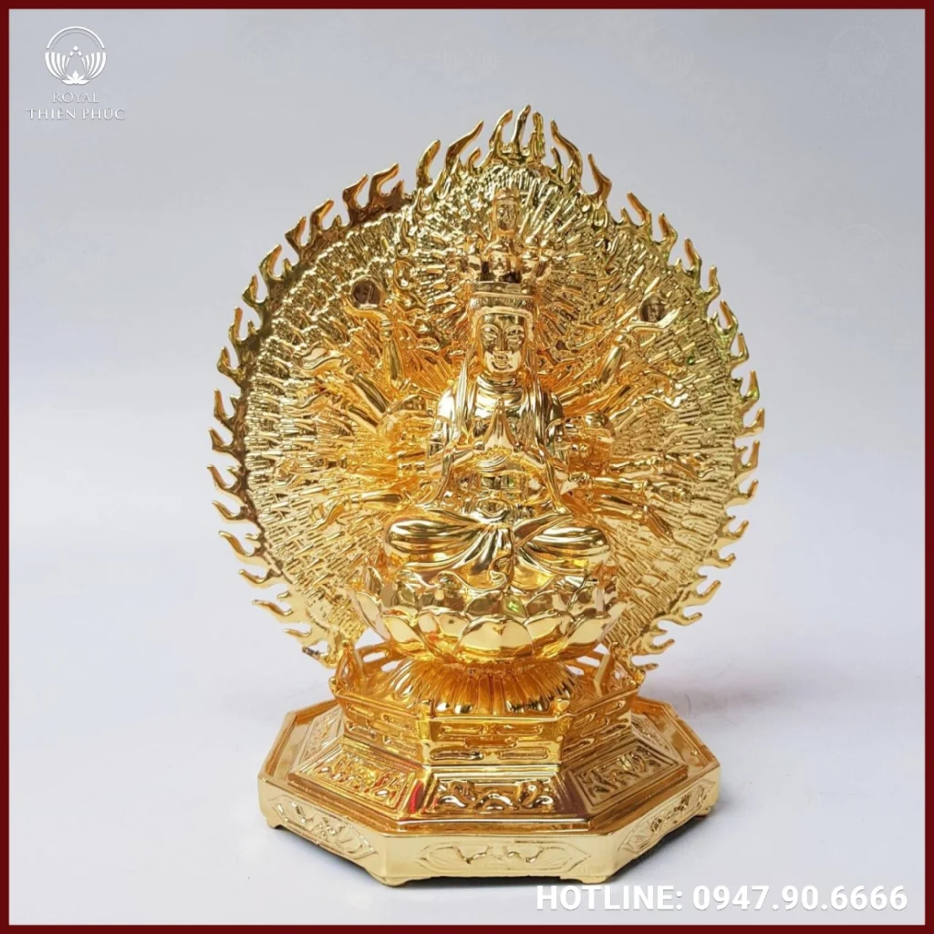 Tượng Phật Thiên Thủ Thiên Nhãn Bằng Đồng Mạ Vàng 24k cao cấp