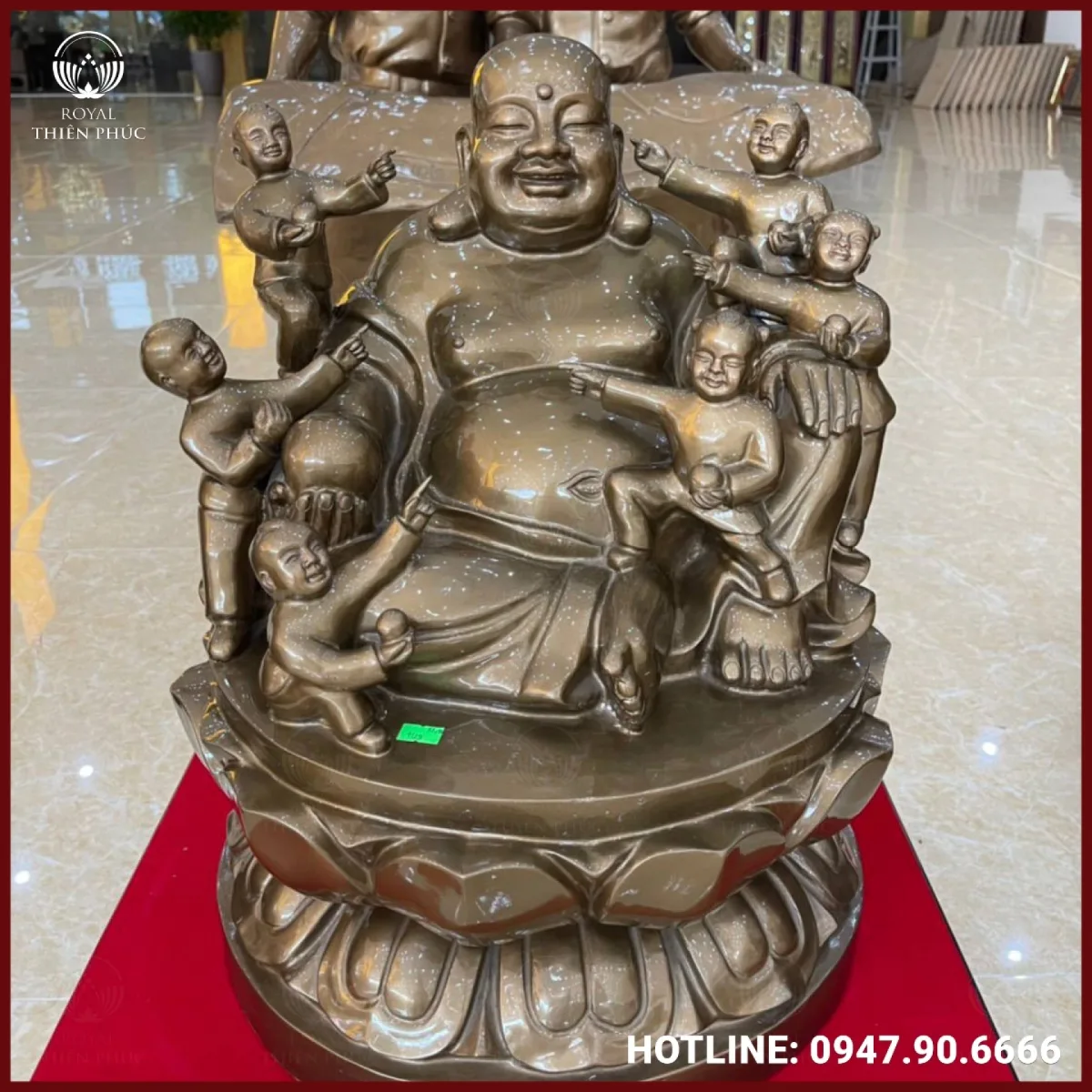 Tượng Phật Di Lặc và 6 đứa trẻ bằng đồng làm màu 1 Tượng Phật Di Lặc và 6 đứa trẻ bằng đồng làm màu