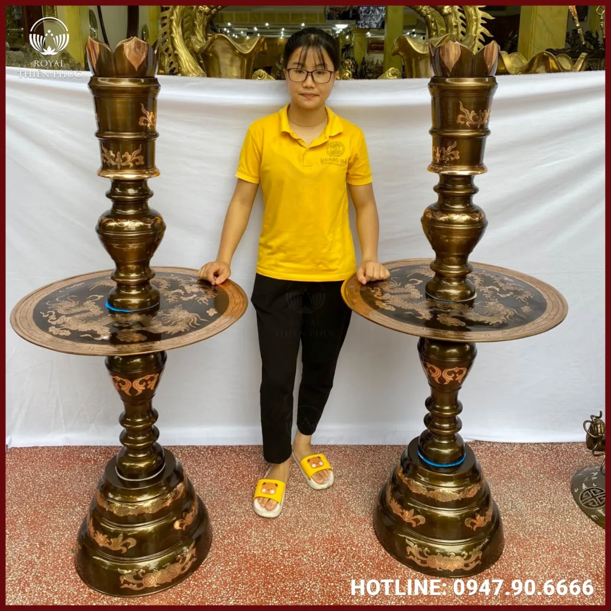 Đôi chân nến long phụng đồng đỏ cạo màu cỡ lớn 2 channencolon1 w1200
