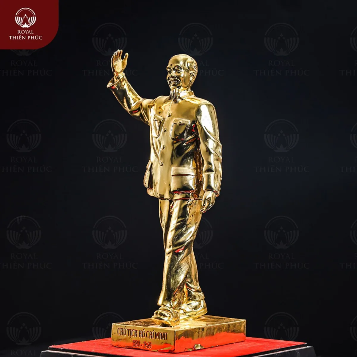 Tượng Bác Hồ bước đi bằng đồng mạ vàng 24k cao 38cm 4 tuongbachobuocdibangdongmavang24kcao38cm4 w1200