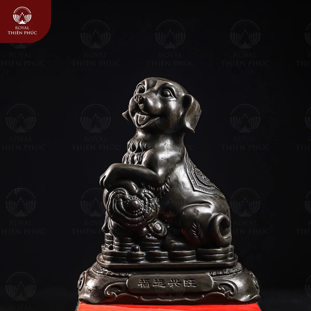Tượng chó Như Ý kích thước 24x30cm bằng đồng vàng hun đen 3 Tượng chó Như Ý kích thước 24x30cm bằng đồng vàng hun đen