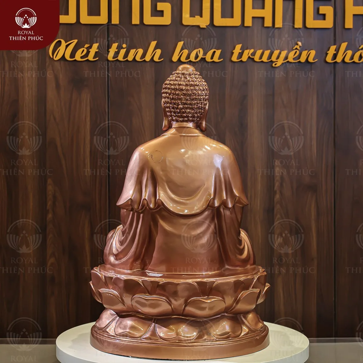 Tượng Phật A Di Đà ngồi trên tòa sen bằng đồng đỏ thờ tại gia 2 tuongphatadidangoitrentoasenbangdongdothotaigia2 w1200