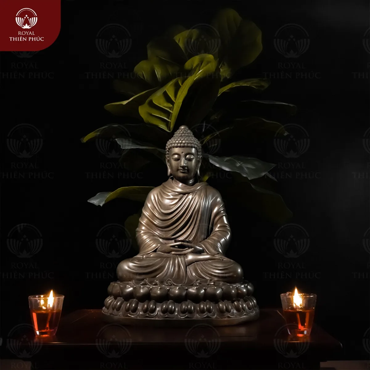Tượng Phật Thích Ca thiền định bằng đồng vàng hun giả cổ 1 Tượng Phật Thích Ca thiền định bằng đồng vàng hun giả cổ