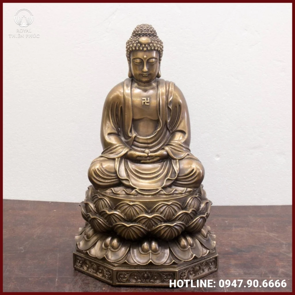 Tượng Phật A Di Đà đế bát giác hun giả cổ nặng 8kg