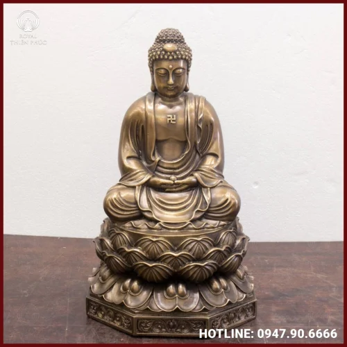 Tượng Phật A Di Đà đế bát giác hun giả cổ nặng 8kg