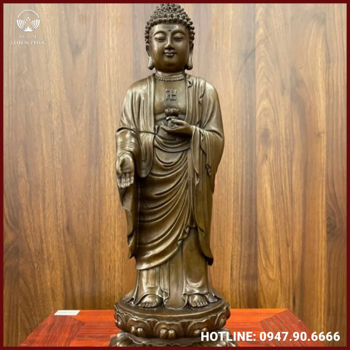 Tượng Phật A Di Đà đứng hun giả cổ nặng 3kg 1 Tượng Phật A Di Đà đứng hun giả cổ nặng 3kg