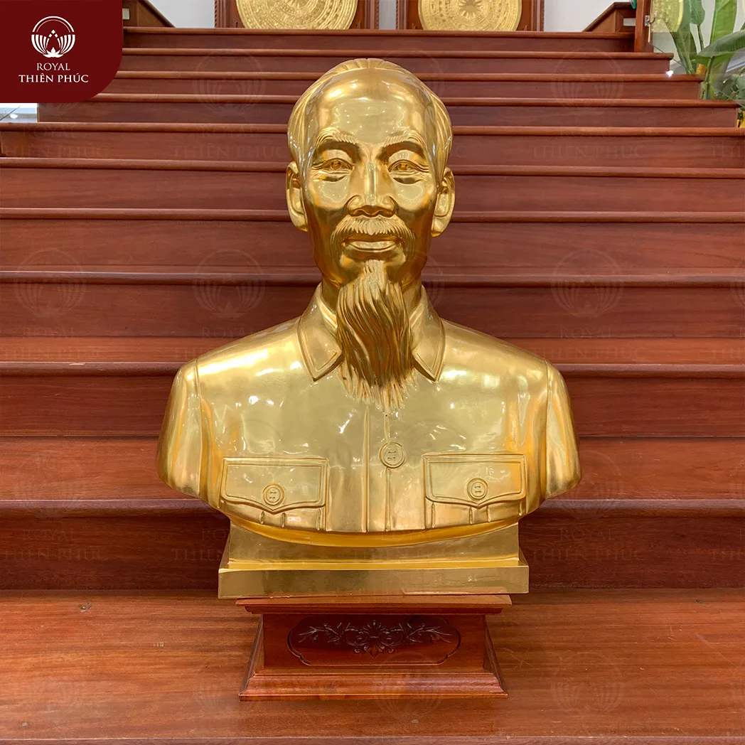 Tượng Bác Hồ bằng đồng dát vàng - tượng bán thân trưng bày hội trường 1 108 1 w1200