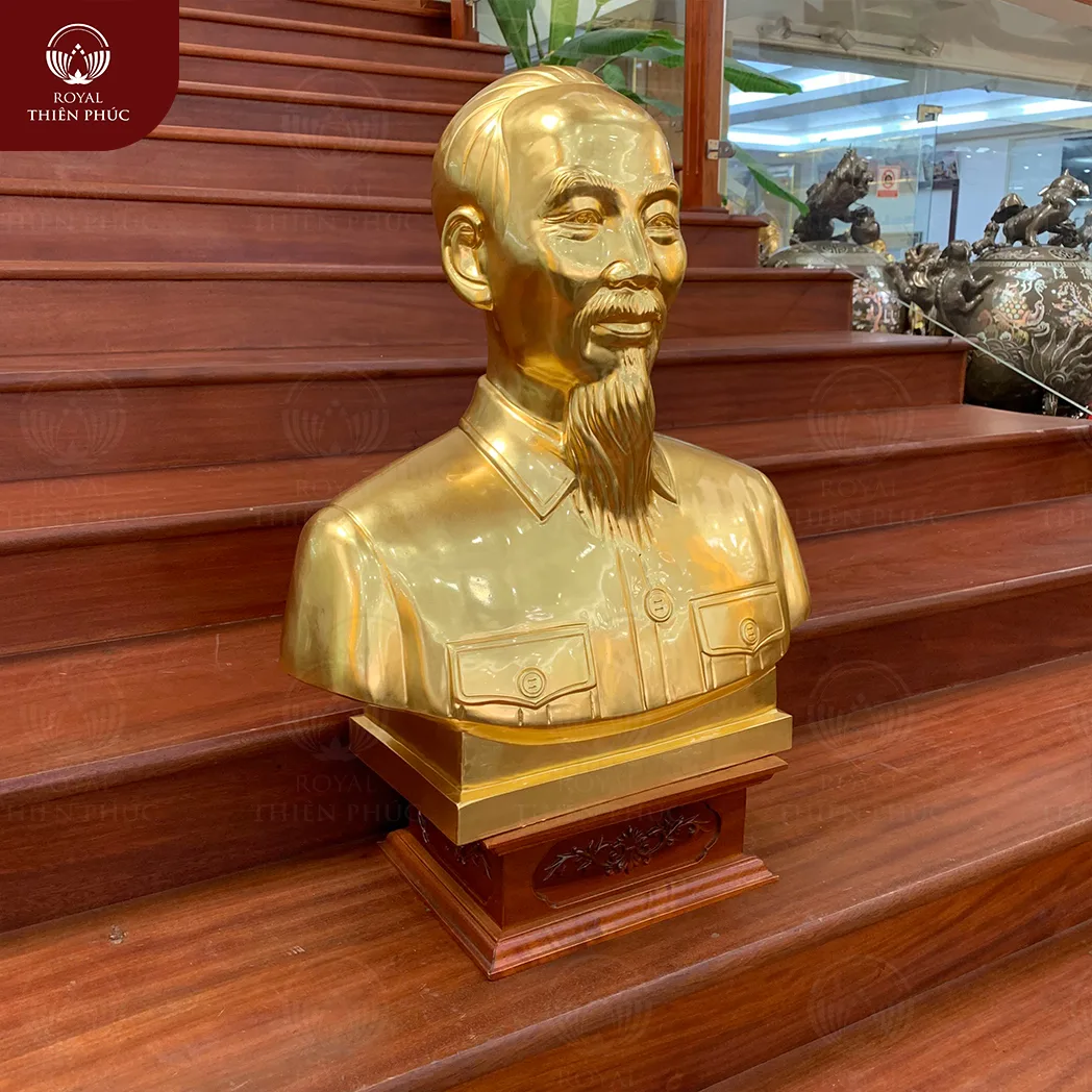 Tượng Bác Hồ bằng đồng dát vàng - tượng bán thân trưng bày hội trường 3 108 3 w1200