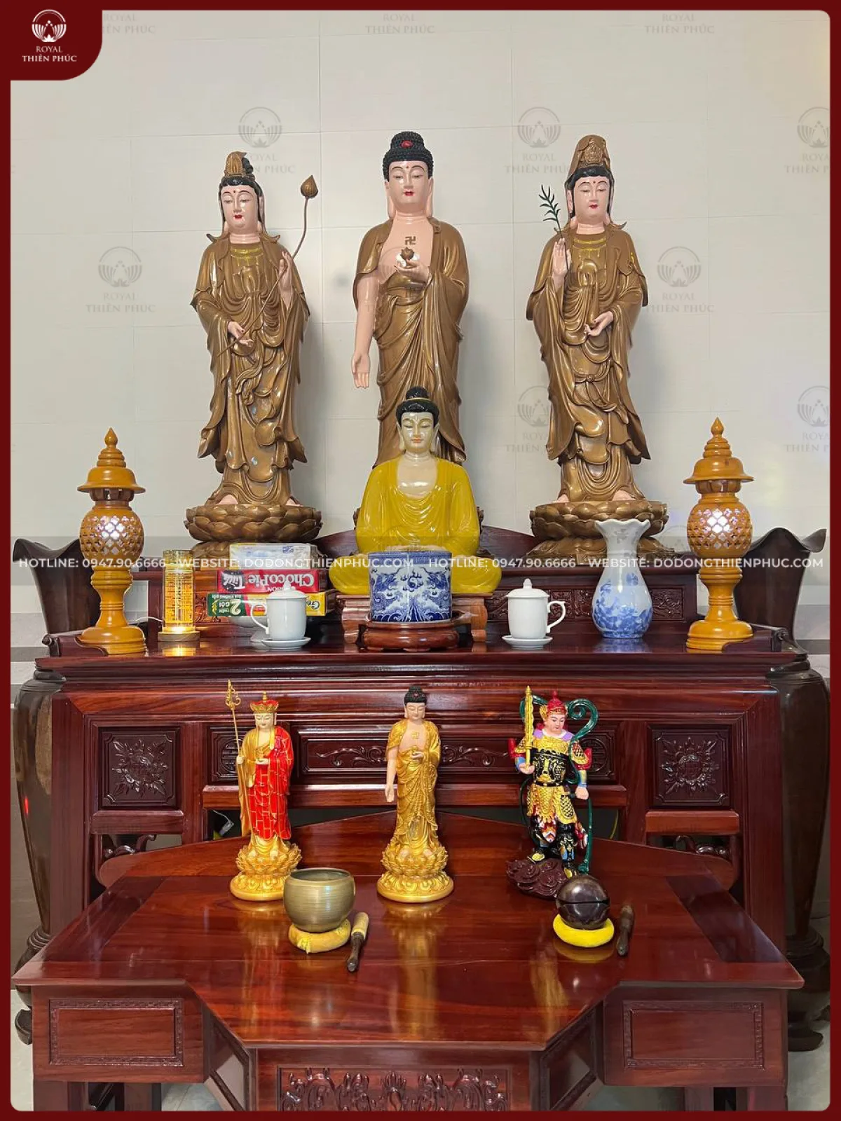 Bàn Giao Tây Phương Tam Thánh Phật 1m2 cho Thầy tại Nghệ An 2 Chế tác tinh xảo