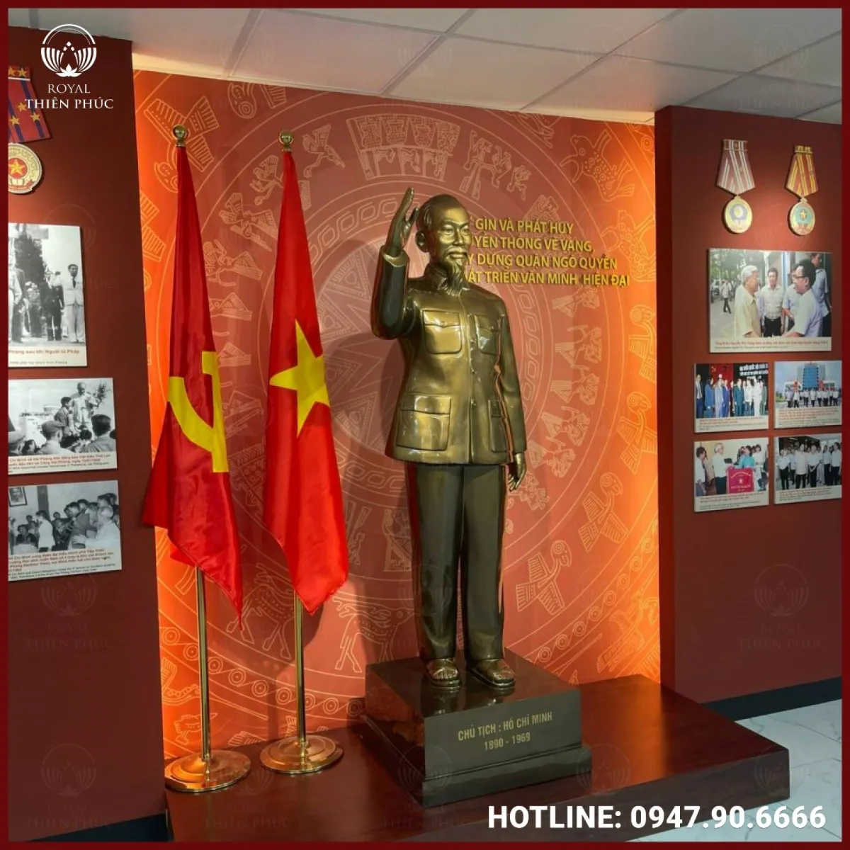 Bàn giao tượng Bác Hồ Chí Minh cao 1m92 và tượng Ngô Quyền cao 1m92 khảm tam khí ở TP. Hải Phòng 3 Chế tác tinh xảo