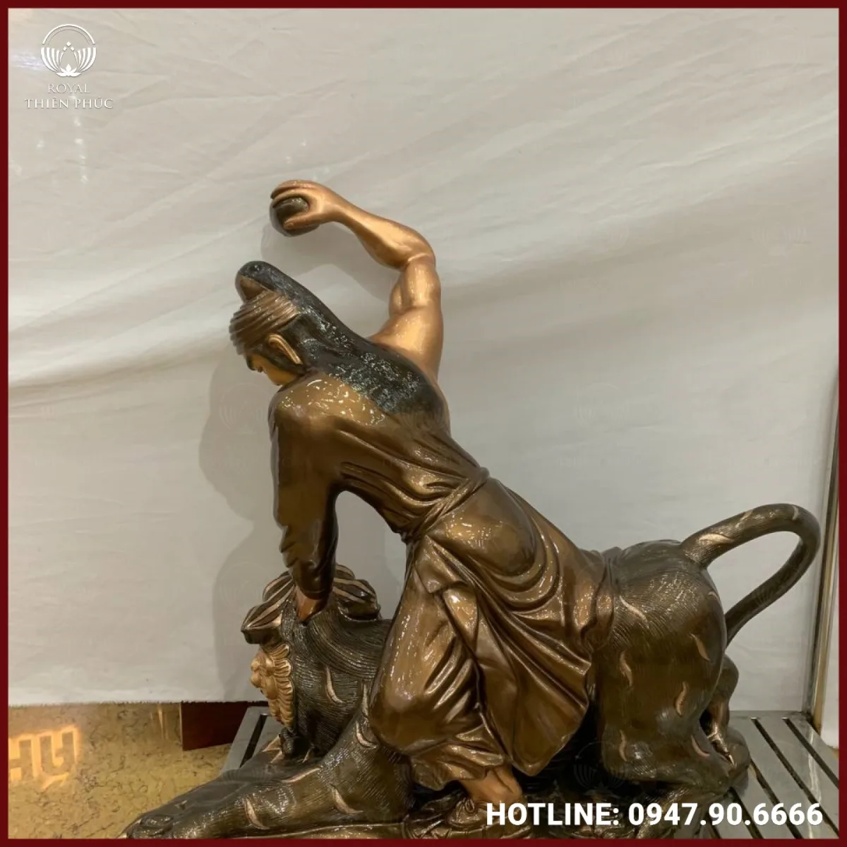 Hoàn thiện tượng Võ Tòng đánh hổ bằng đồng đỏ cao 80cm ngang 89cm 3 Độ bền, chất lượng cao